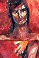 three small canvases that form the picture of a nude woman